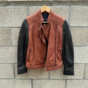 Madewell Two Toned Quilted Leather Backroad Jacket Women’s Size XS
